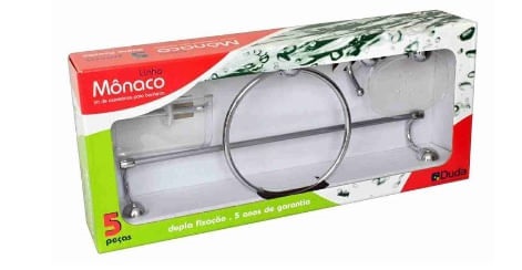 Kit P/banheiro 5pcs Cromado Cristal Duda