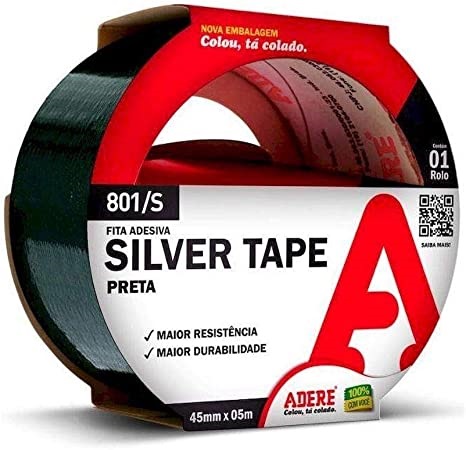 Fita Silver Tape 45mmx05m Preta Adere