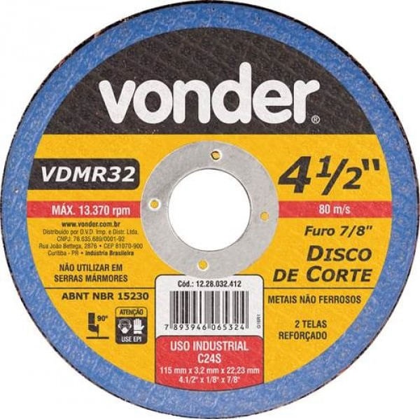 Disco de Corte Vdmr32 4.1/2x1/8x7/8 Vond