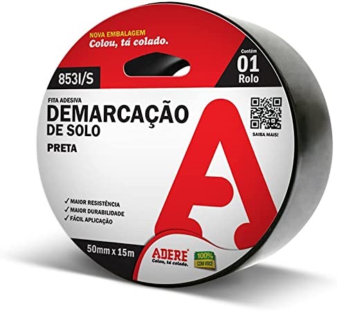 Fita Demarcaçao 50mmx15m Preta Adere