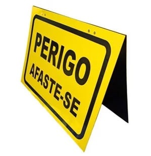 Placa Amarela Perigo Afaste-se Plastcor