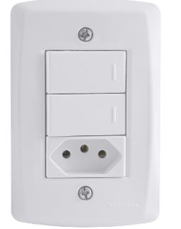 2 Interruptor Simples 10A + 1Tomada 20A  2P+T Lux2 Tramontina