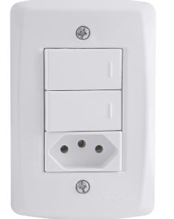 2 Interruptor Paralelos 10A + 1 Tomada 10A 2P+T Lux2 Tramontina