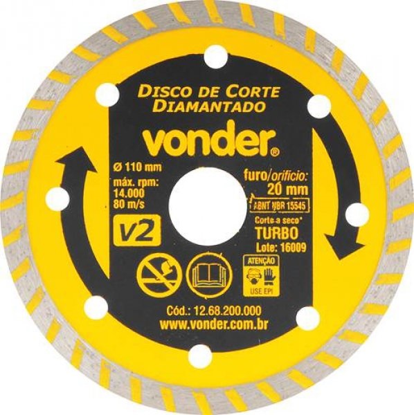 Disco Diamantado 110mm Ceramica v2 Vonde