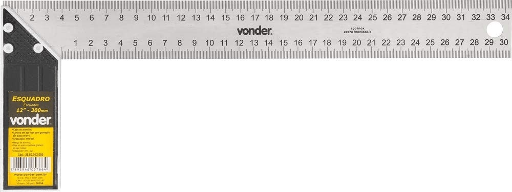 Esquadro 12” Cabo Aluminio Vonder