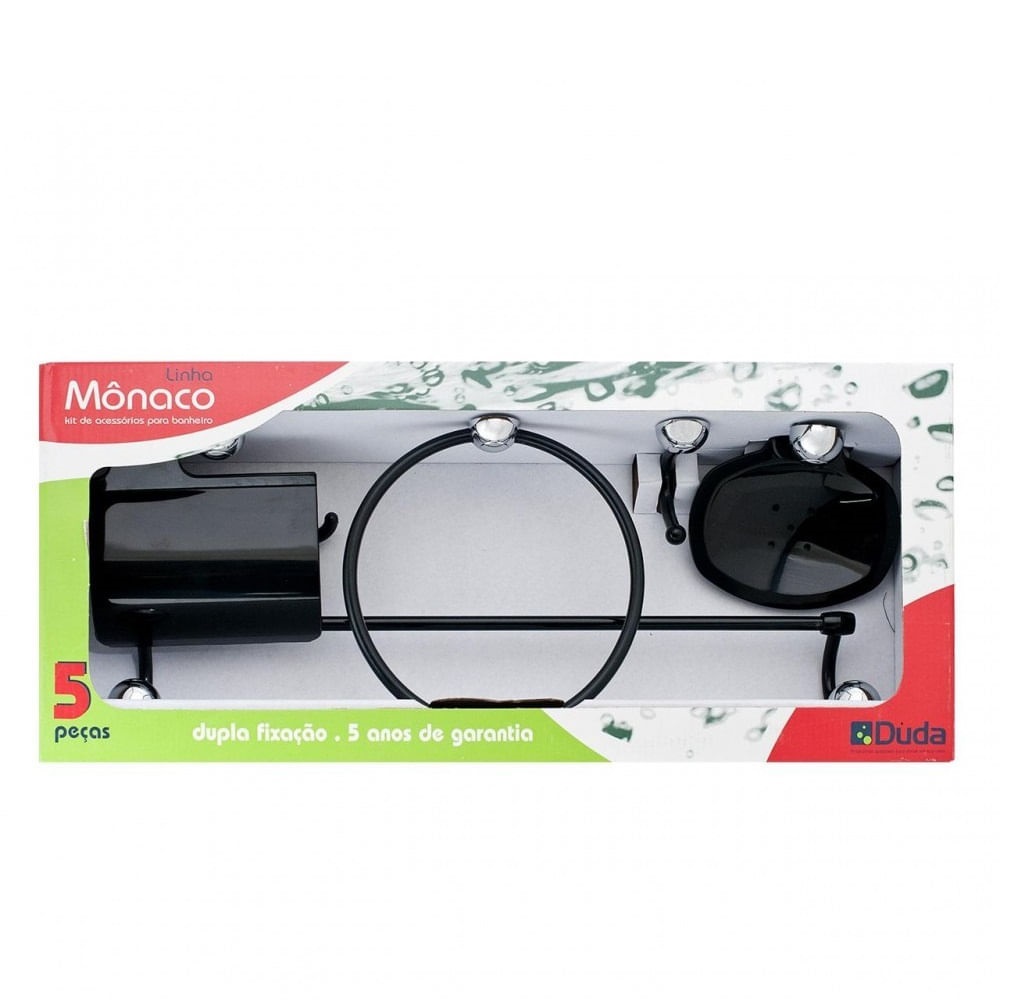 Kit P/banheiro 5 Pecas Preto Duda
