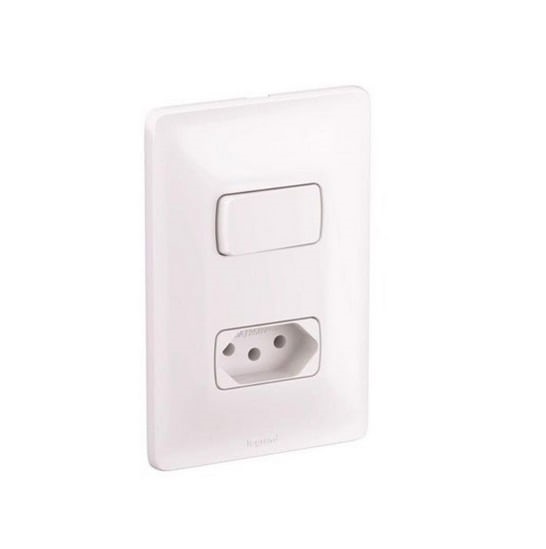 Conjunto Interruptor Simples+Tomada 10A Zeffia - Pial