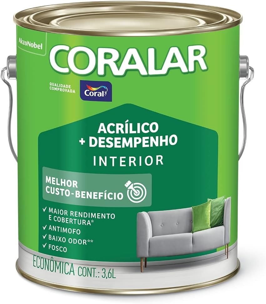 Tinta Acrílica Coralar Fosca  Amarelo Frevo 3,6 Litros - Coral