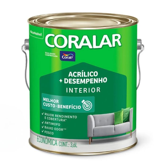 Tinta Acrílica Coralar Fosca Concreto 3,6 Litros  - Coral