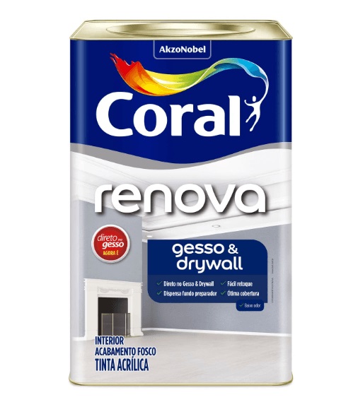 Tinta Acrílica Fosca Renova Gesso e Drywall Branco 18 Litros - Coral