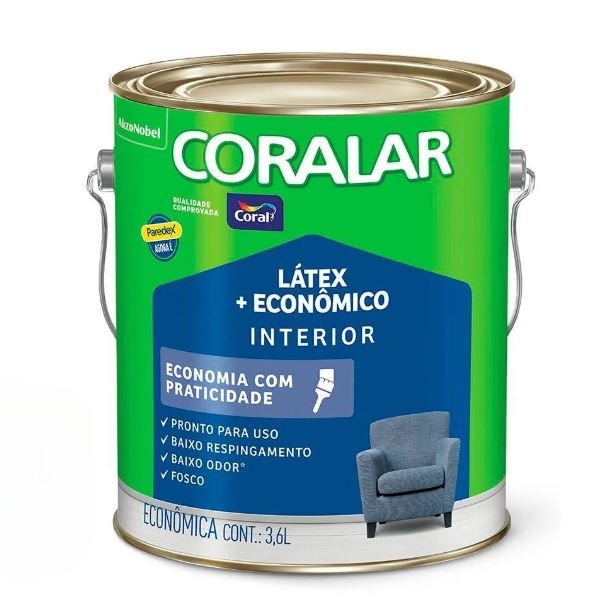 Tinta Coralar Latex Economico Branco 3.6 Litros - Coral