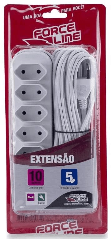 Extensao 5 tom 10mt 10a br Forceline