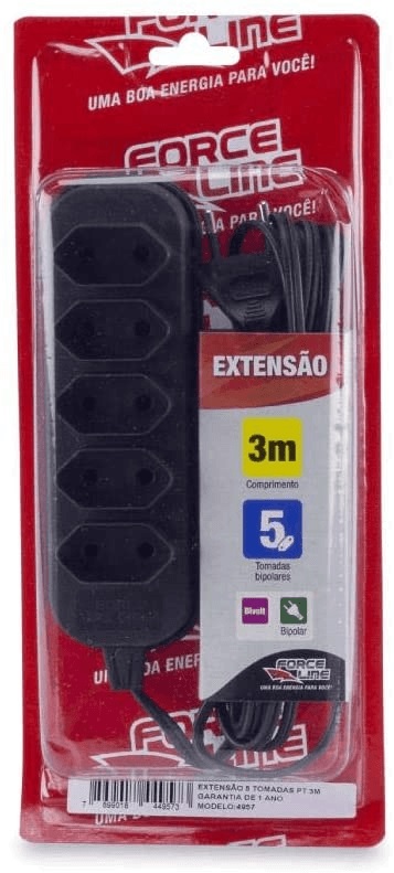 Extensao 5 tom 3mt 10a pt Forceline