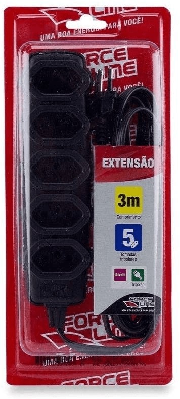 Extensao Trip 5 tom 3mt 10a pt Forceline