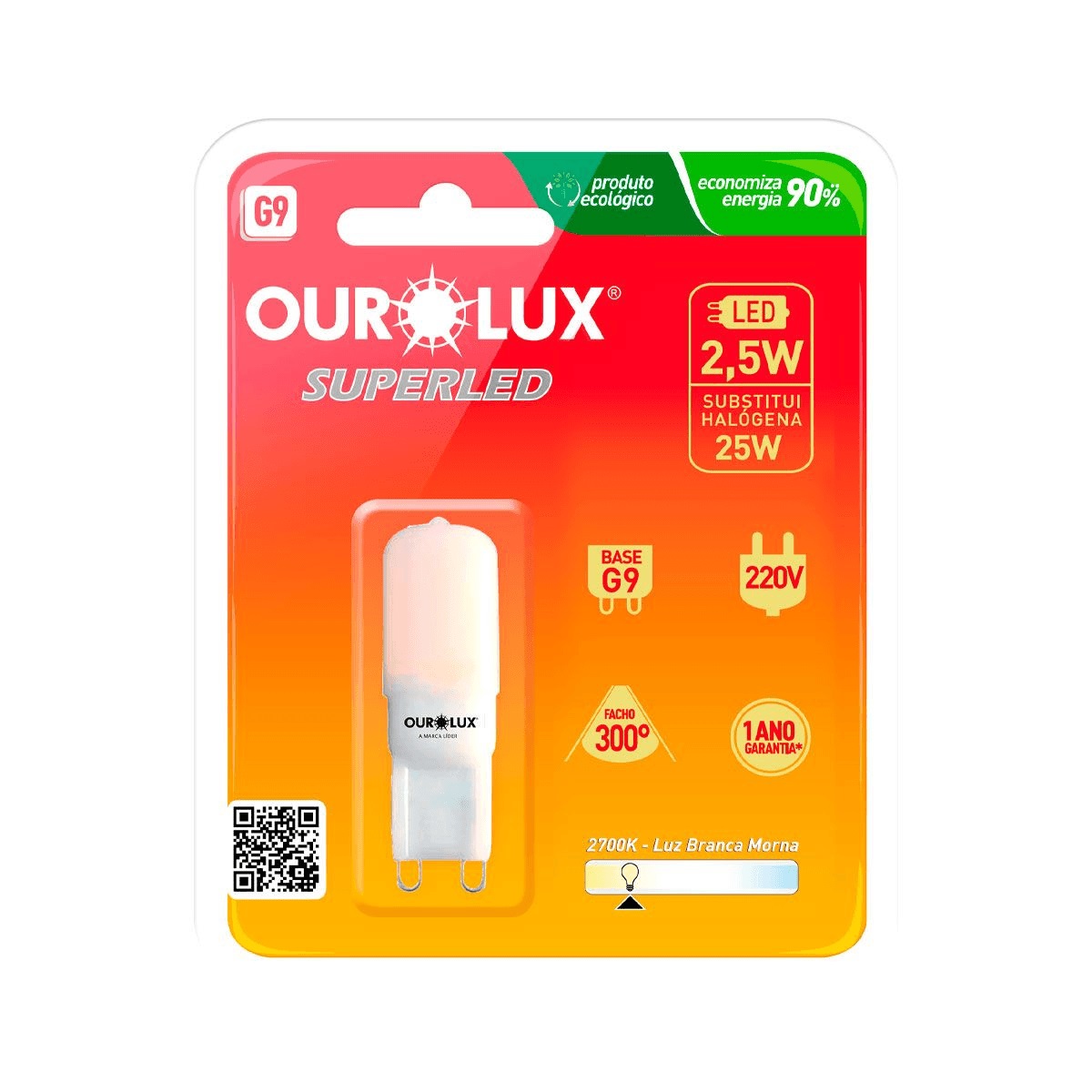 Lampada Superled 2,5w g9 Fosca 2700k our