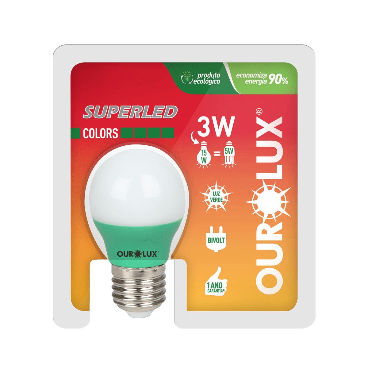 Lampada Superled s30 Colors 3w vd Ourolu