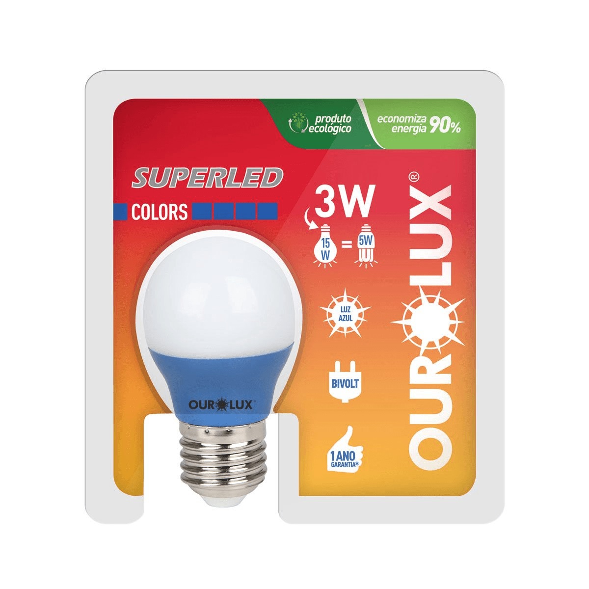 Lampada Superled s30 Colors 3w az Ourolu