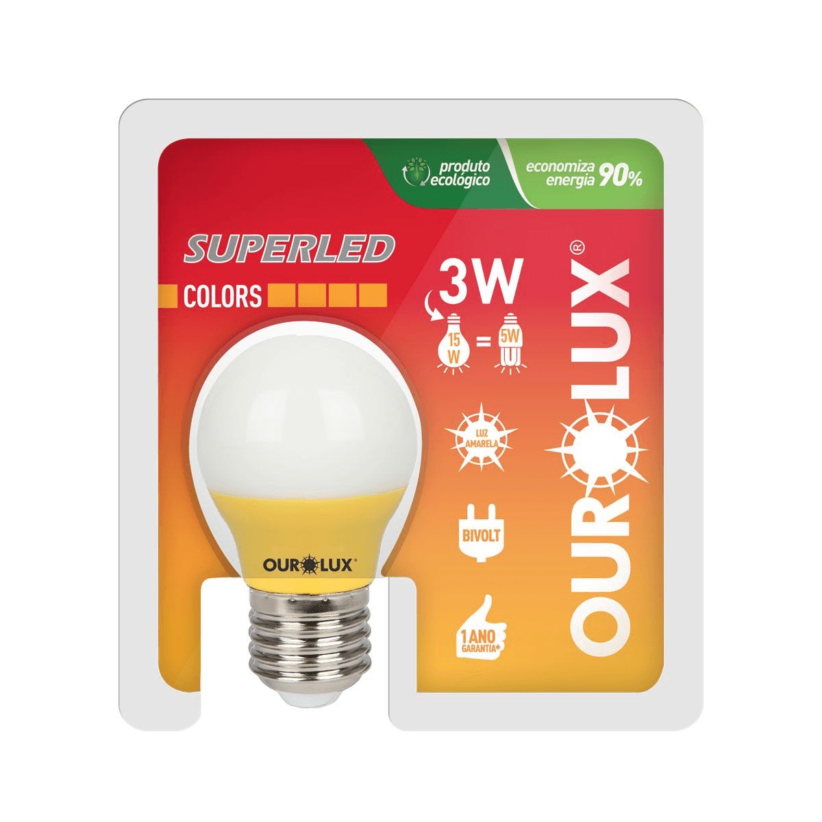 Lampada Superled s30 Colors 3w am Ourolu