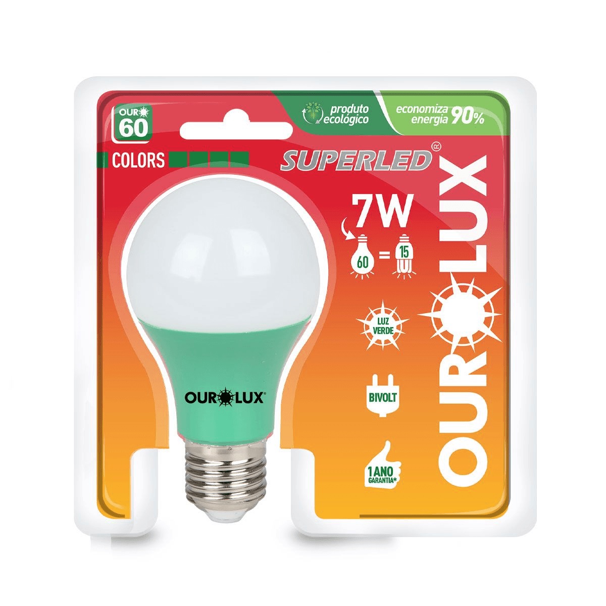 Lampada Superled 60 Colors 7w vd Ourolux