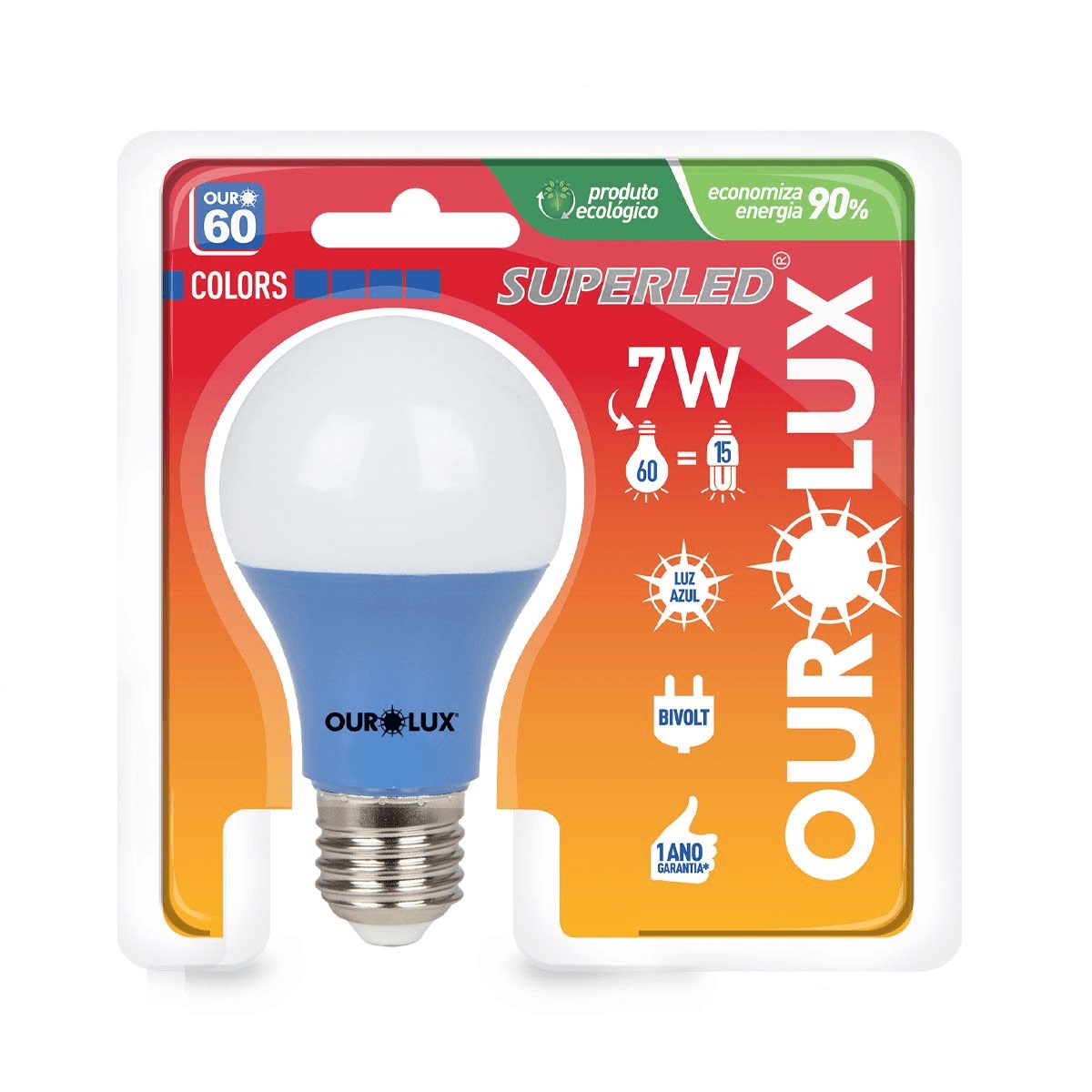 Lampada Superled 60 Colors 7w az Ourolux