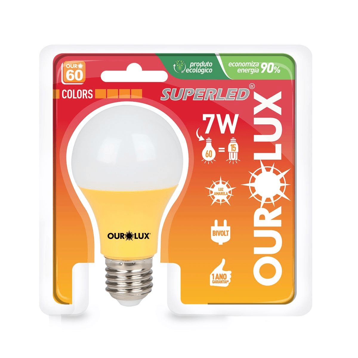 Lampada Superled 60 Colors 7w am Ourolux