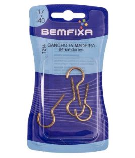 Gancho Rosca Madeira 17x40 Mm 4Un Bemfixa