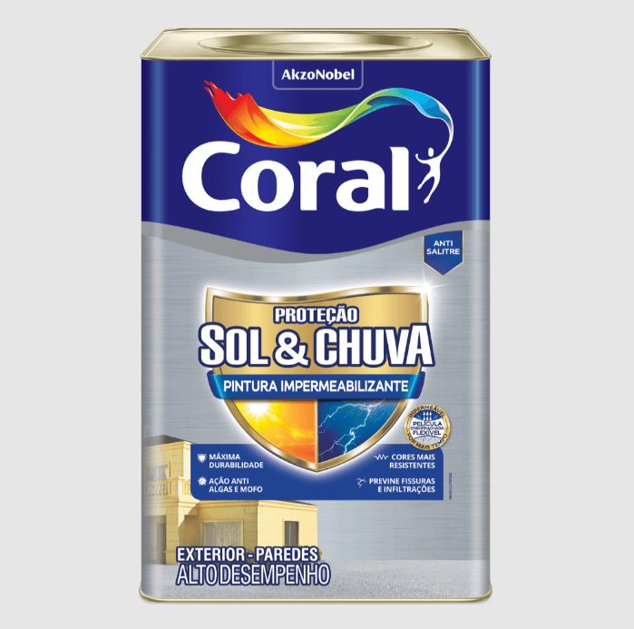 TintaProteção Sol & Chuva Pintura Impermeabilizante Branco 18 Litros - Coral