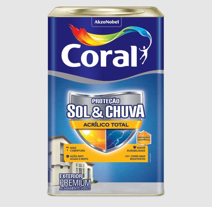 Tinta Proteção Sol & Chuva Acrílico Total Branco 18 Litros Coral