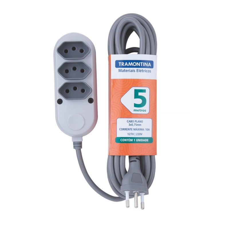 Extensao 3 tom 2p+t 5m Tramontina