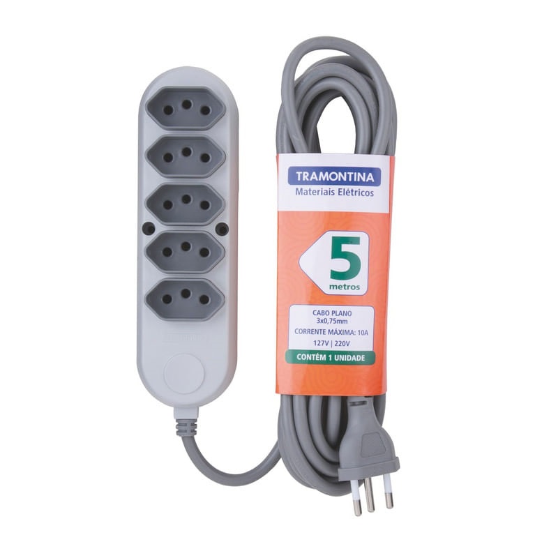 Extensao 5 tom 2p+t 5m Tramontina