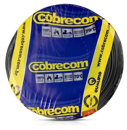 Cabo Flexivel 6,0mm Preto Com 100 Metros - Cobrecom