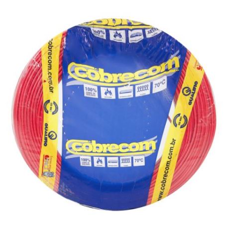 Cabo Flexivel 6,0mm Vermelho Com 100 Metros - Cobrecom