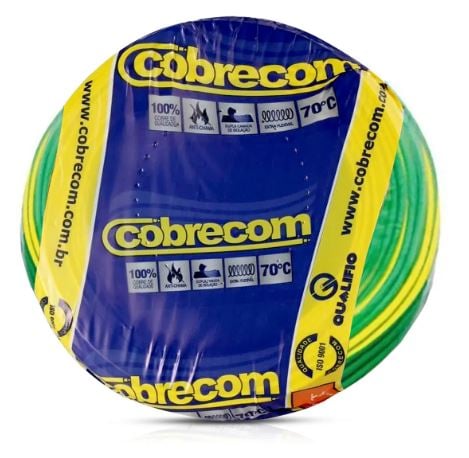 Cabo Flexivel 6,0mm Verde e Amarelo 100 Metros - Cobrecom