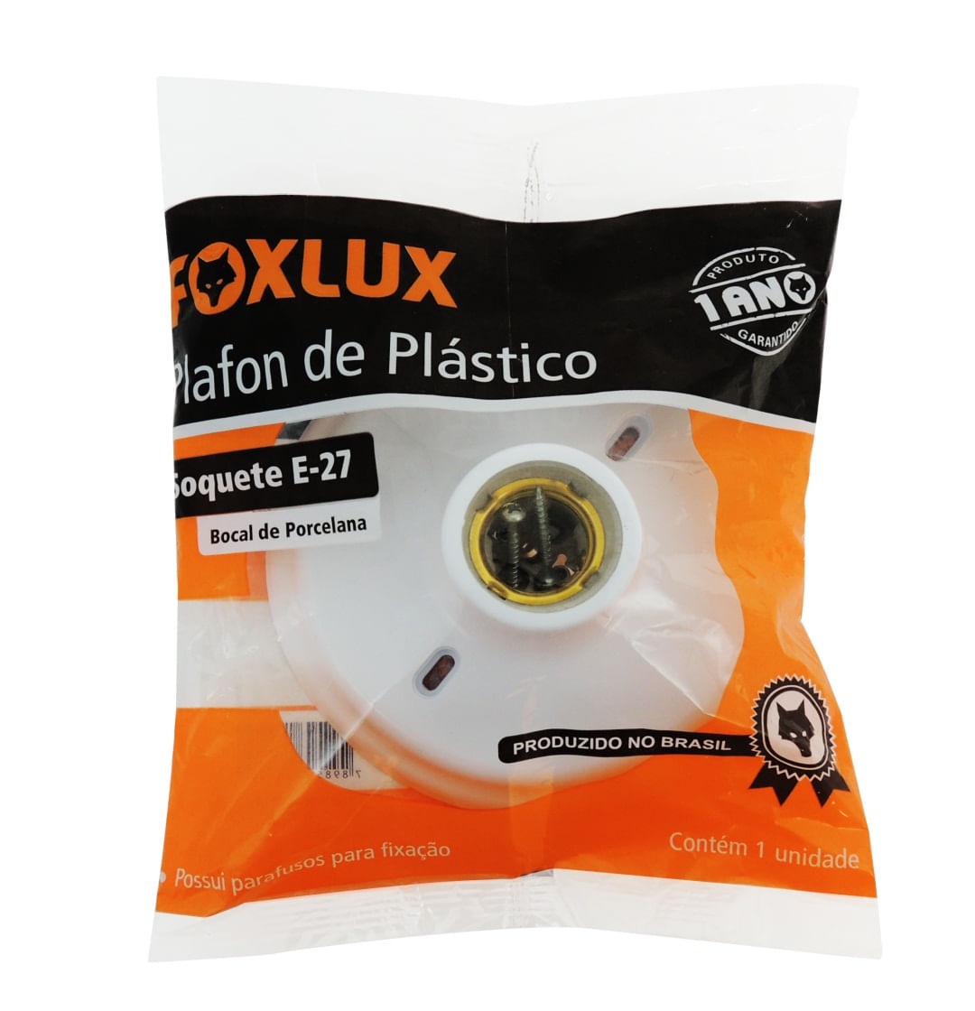 Plafon Plástico Branco Com Bocal De Porcelana - Foxlux