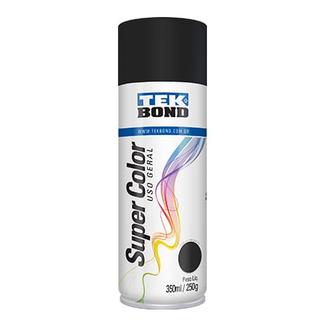 Tinta Spray uso Geral pt Fosco 350ml tek