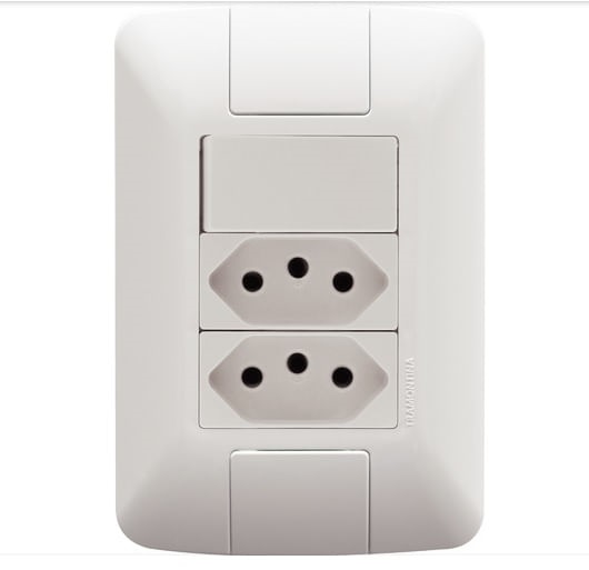 Interruptor Simples + 2 Tomadas 10a Aria