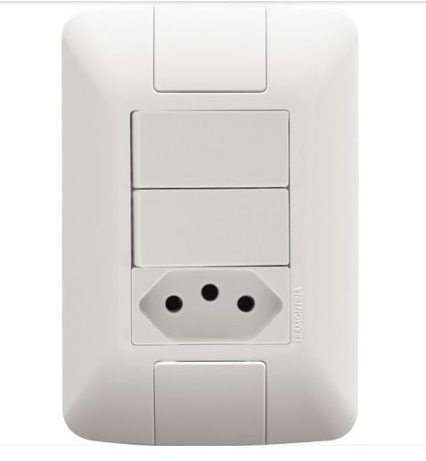 Conjunto 2 Interruptor Simples 6a+Tomada 2p+t 20a  Aria Tramontina