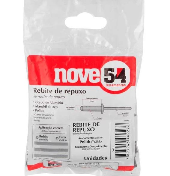 Rebite de Repuxo 4,8 mmx10mm Com 50Un - NOVE54
