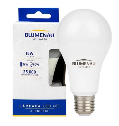 Lampada Led Bulbo  A60 15w 6500k E27 - Blumenau