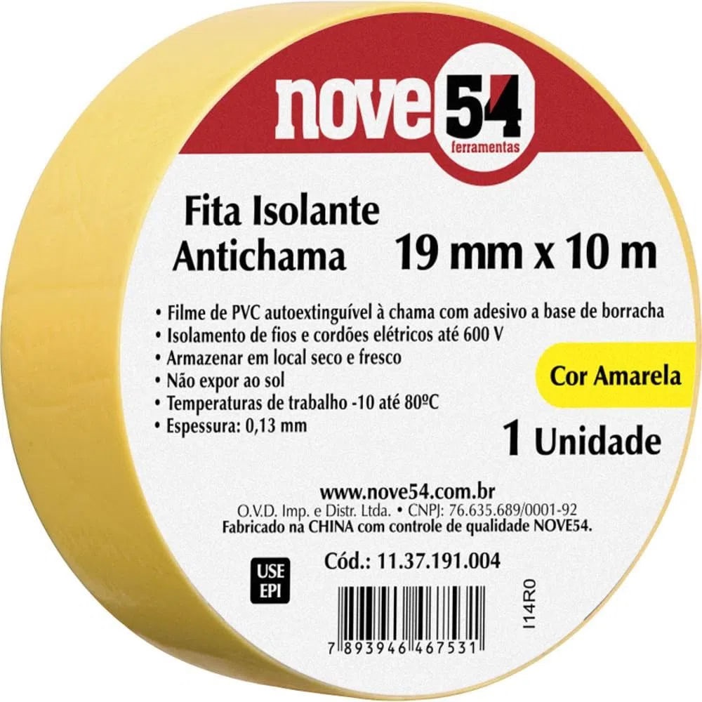 Fita Isolante 19mmx10m Amarela Nove95