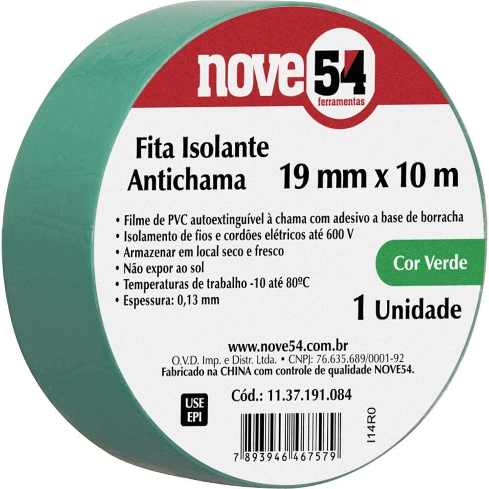Fita Isolante 19mmx10m Verde 954