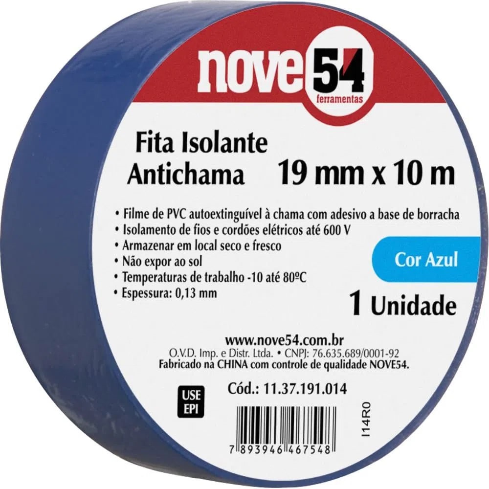 Fita Isolante 19mmx10m Azul Nove54