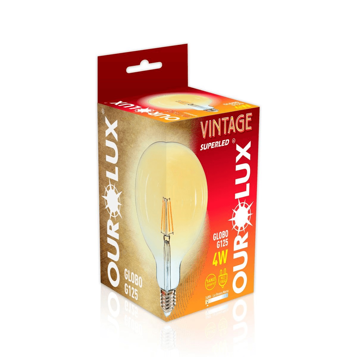 Lampada Vintage 4w Globo G125 br Ourolux