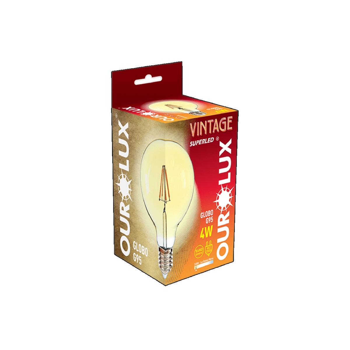 Lampada Vintage 4w Globo g95 br Ourolux