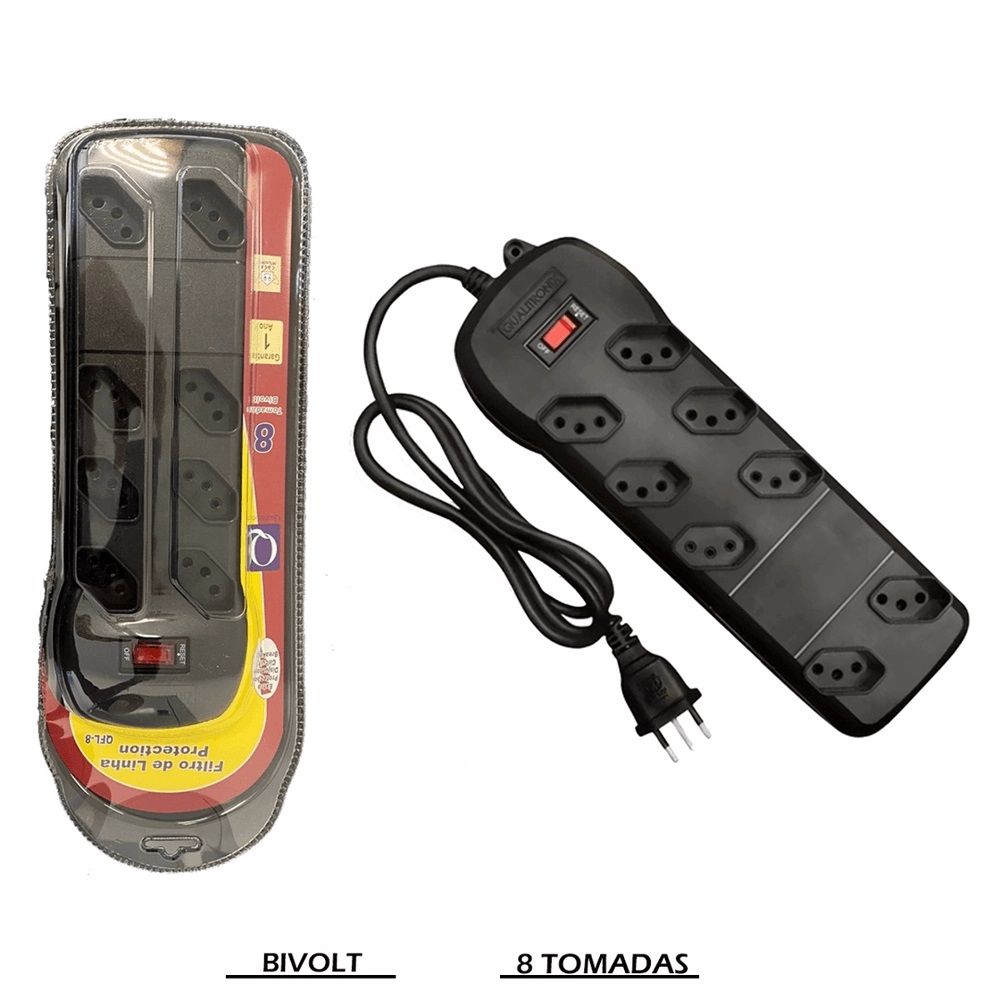 Filtro de Linha 08 Tomadas Qualitronix