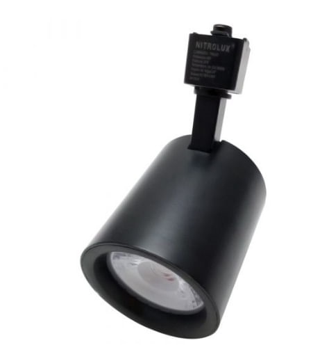 Spot Trilho 03pt 25w 3000k Preto Nitrolu