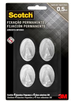 Gancho Pequeno Scotch Transparente Com 4 Unidades 3m