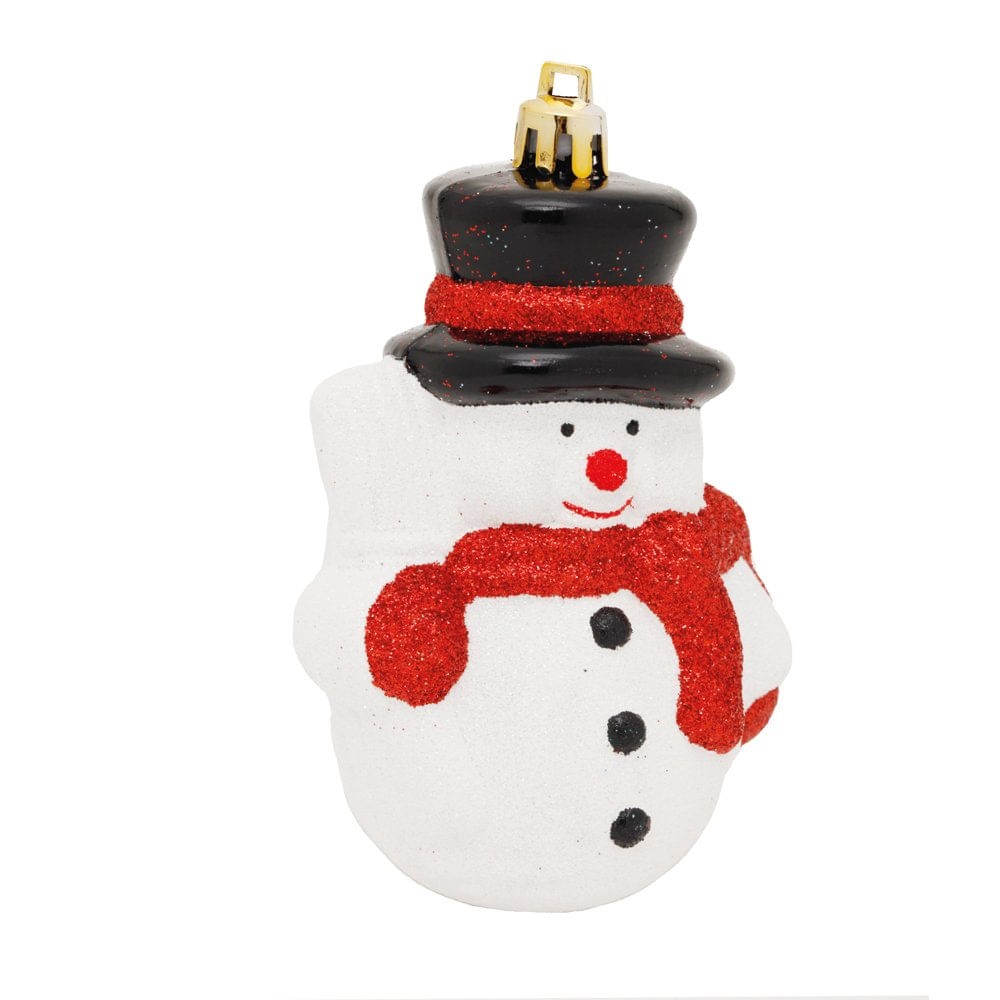 Enfeite de Pendura Boneco De Neve Branco/Vermelho/Preto - Cromus