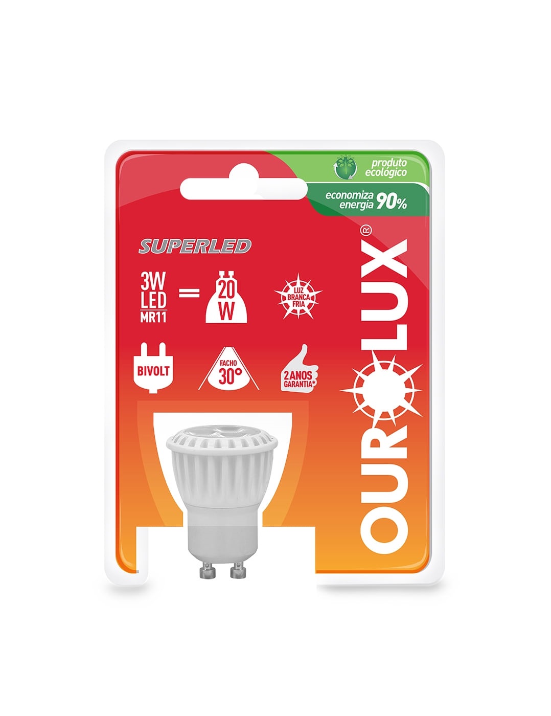 Lampada Superled 4w Gu10 Mr11 6500k Ouro