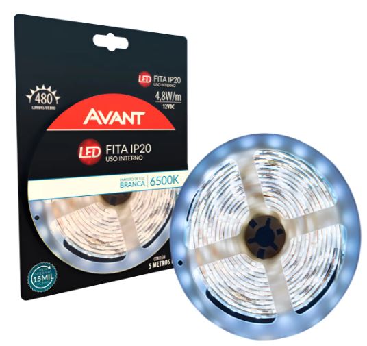 Fita de Led Interna 8w 6500k 12v 5 Metros -  Avant